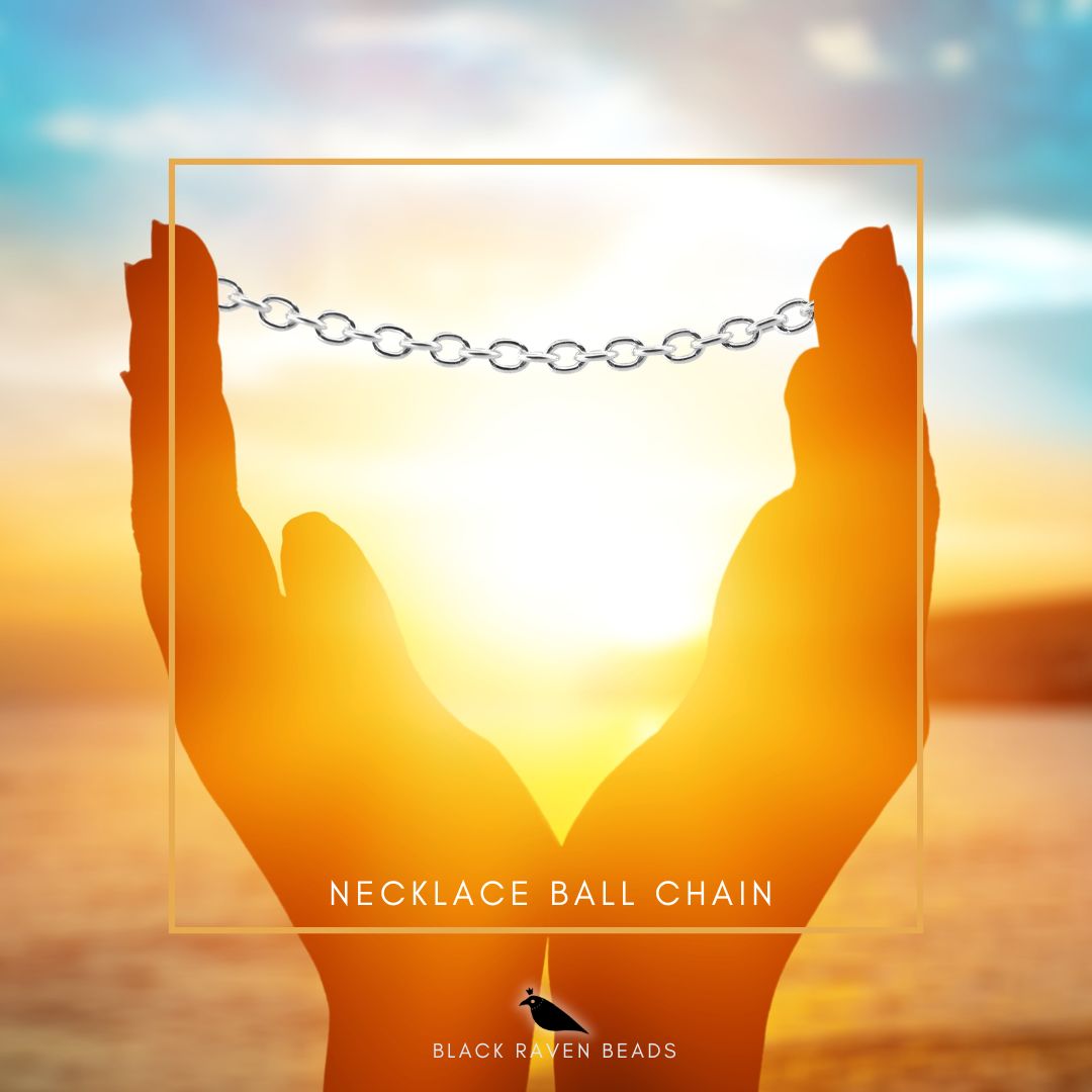 Silver Black Raven Beads Necklace ball chain 70cm Necklace by The Alternative Bead