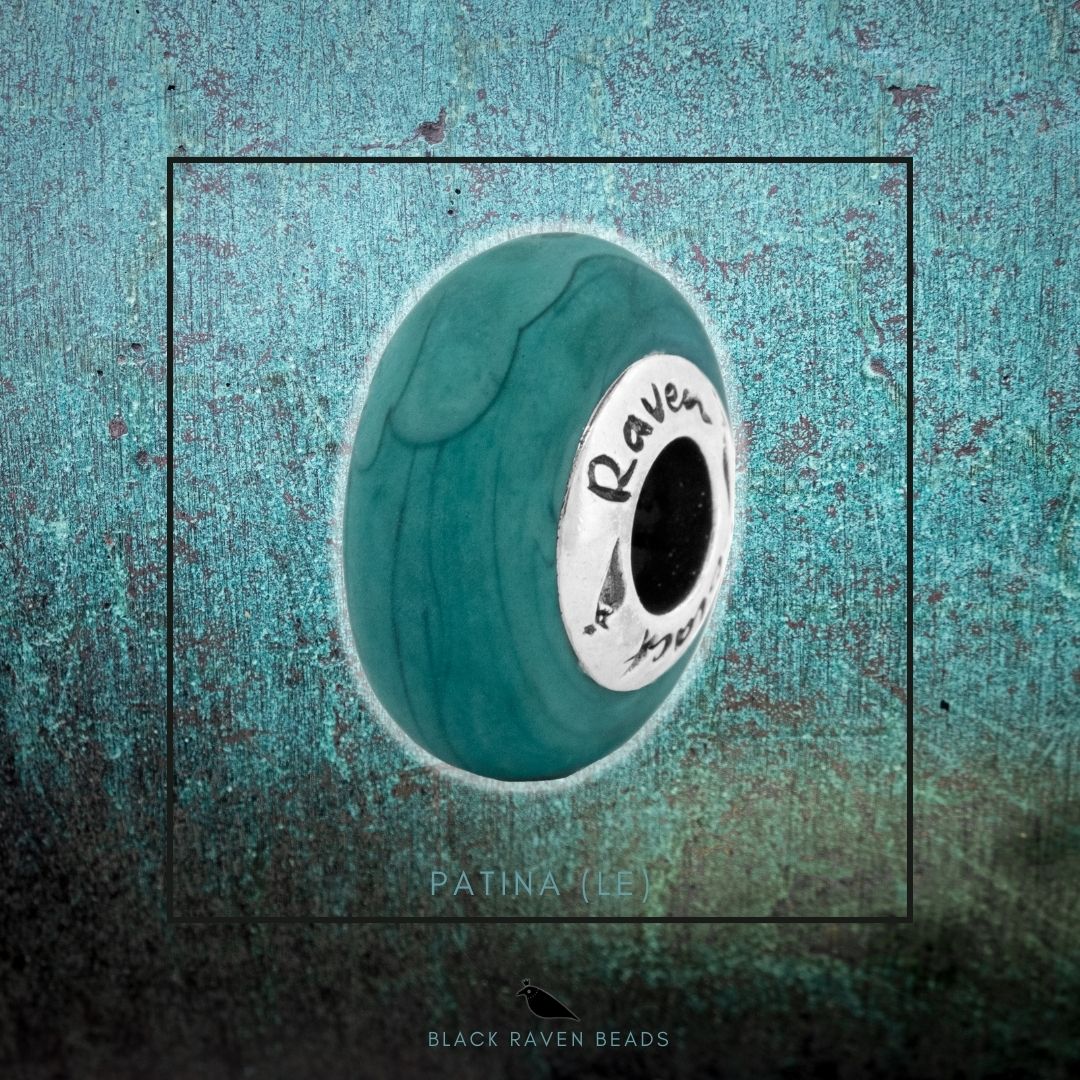 Black Raven Beads Patina green glass Charm by The Alternative Bead. Your official Black Raven Beads Retailer from Germany