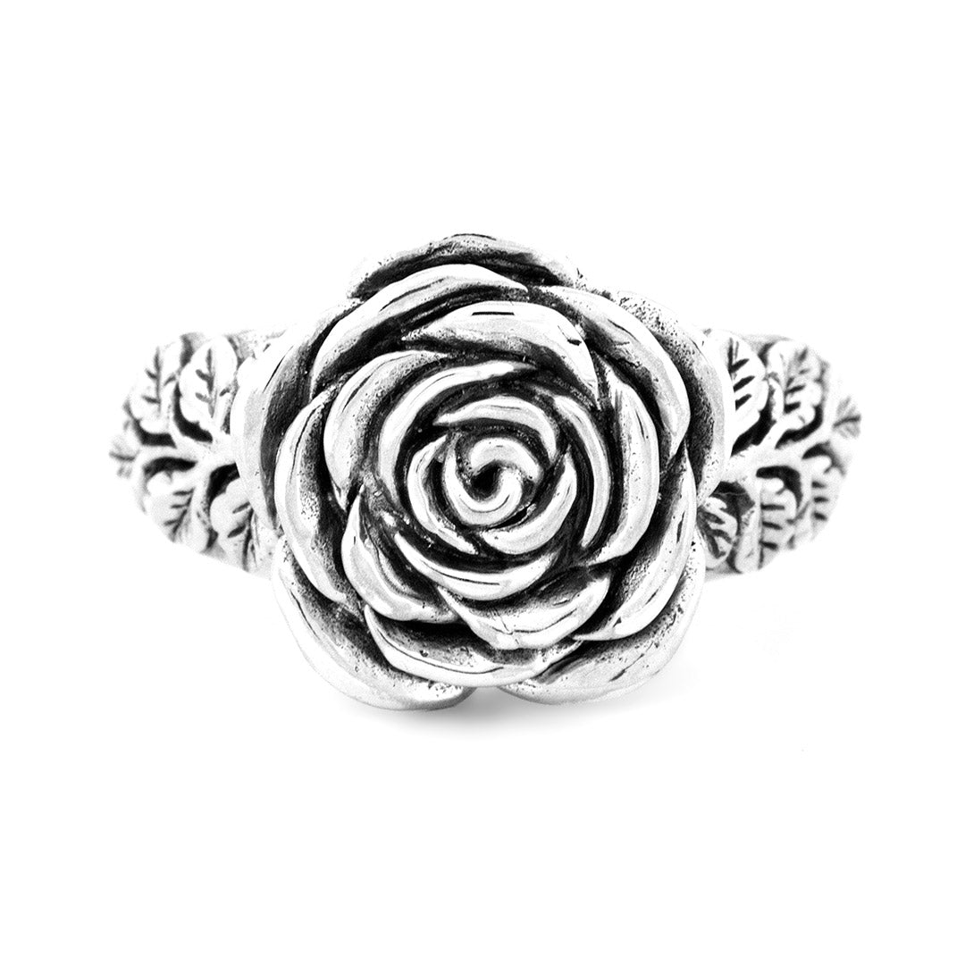 Silver Black Raven Beads Ring Rose Ring by The Alternative Bead