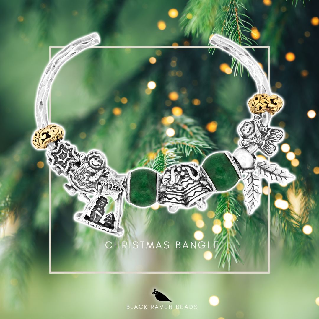 Silver Black Raven Beads Anne's Christmas Collectors Set Sterling Silver Charm by The Alternative Bead