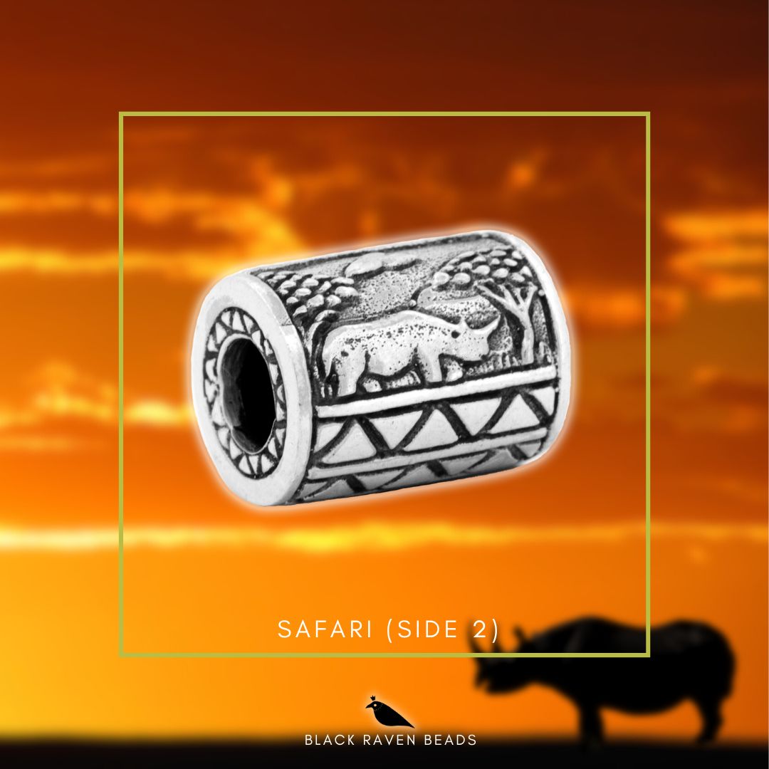 Silver Black Raven Beads African Safari Sterling Silver Charm by The Alternative Bead