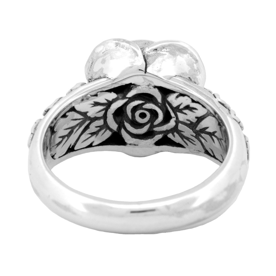 Silver Black Raven Beads Ring Rose Ring by The Alternative Bead