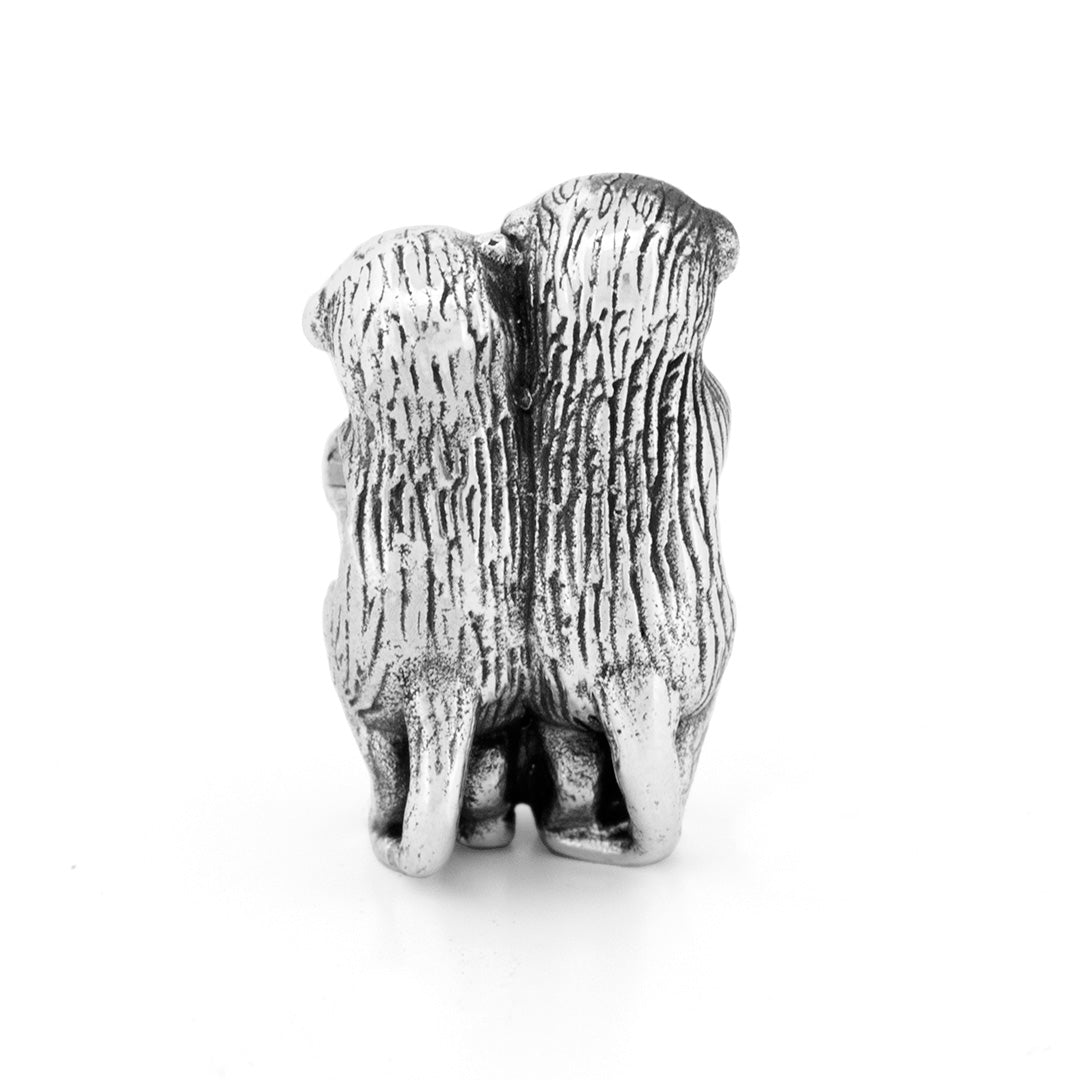 Silver Black Raven Beads Meerkat Family Sterling Silver Charm by The Alternative Bead