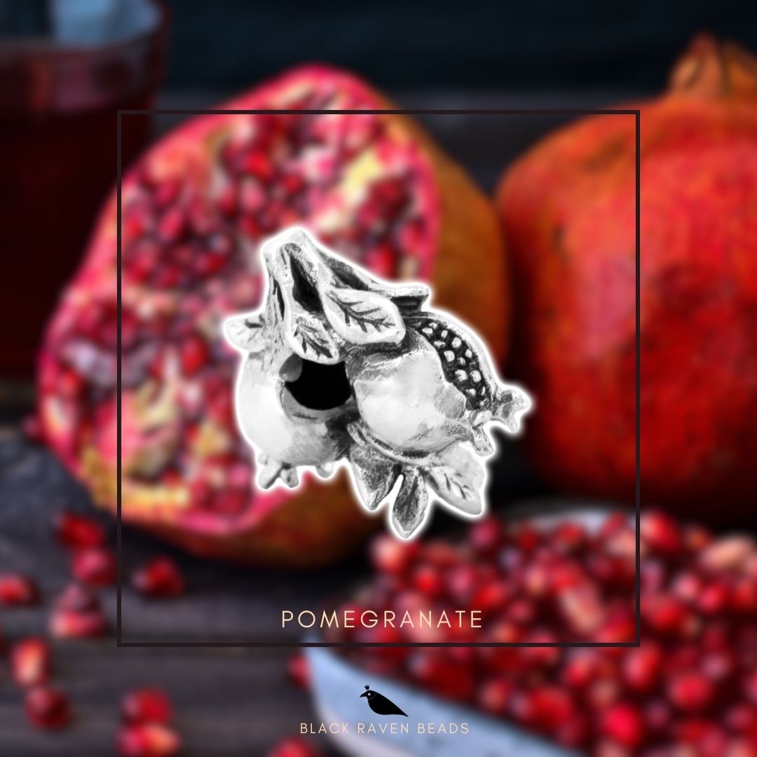 Silver Black Raven Beads Pomegranate Sterling Silver Charm by The Alternative Bead