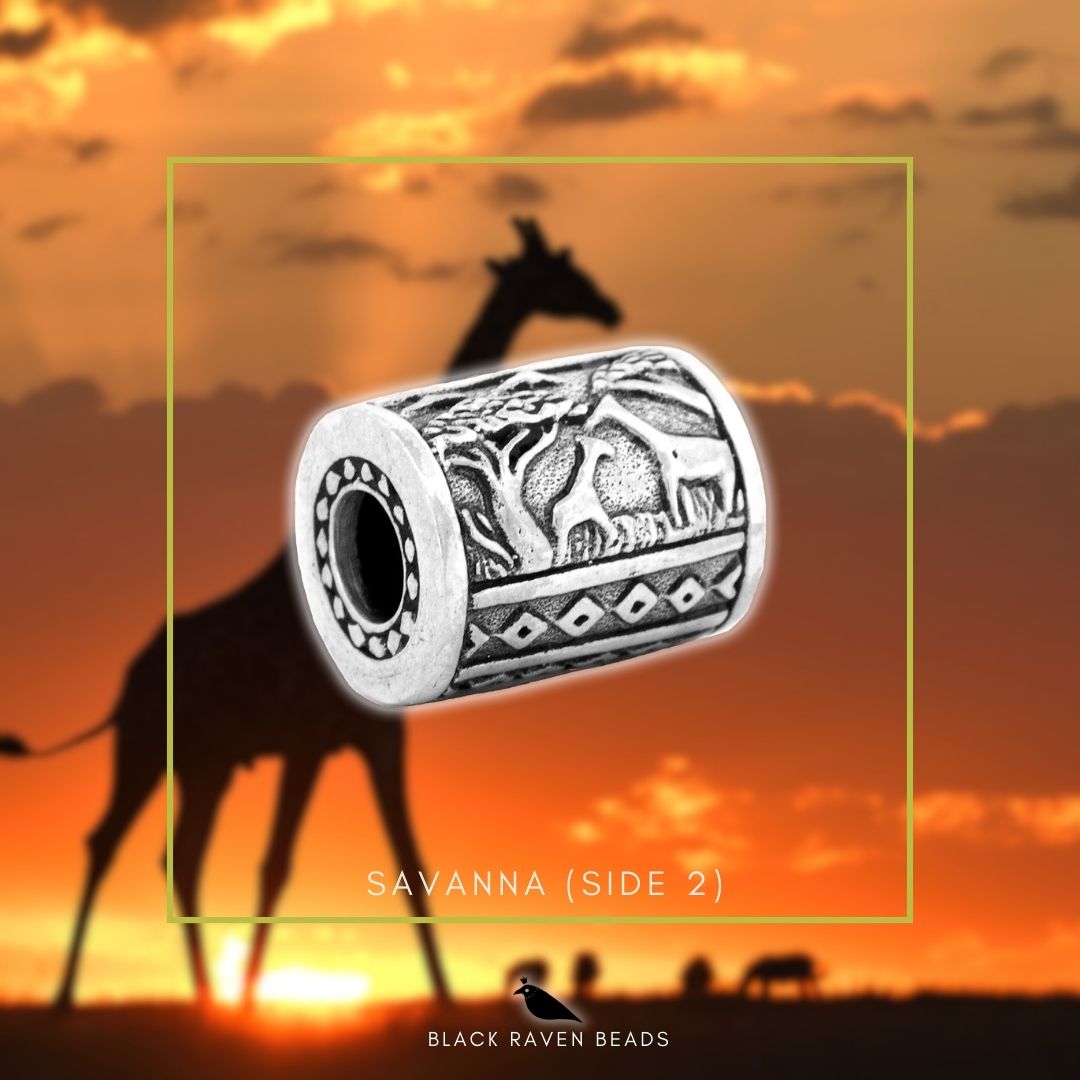 Silver Black Raven Beads African Savanna Sterling Silver Charm by The Alternative Bead
