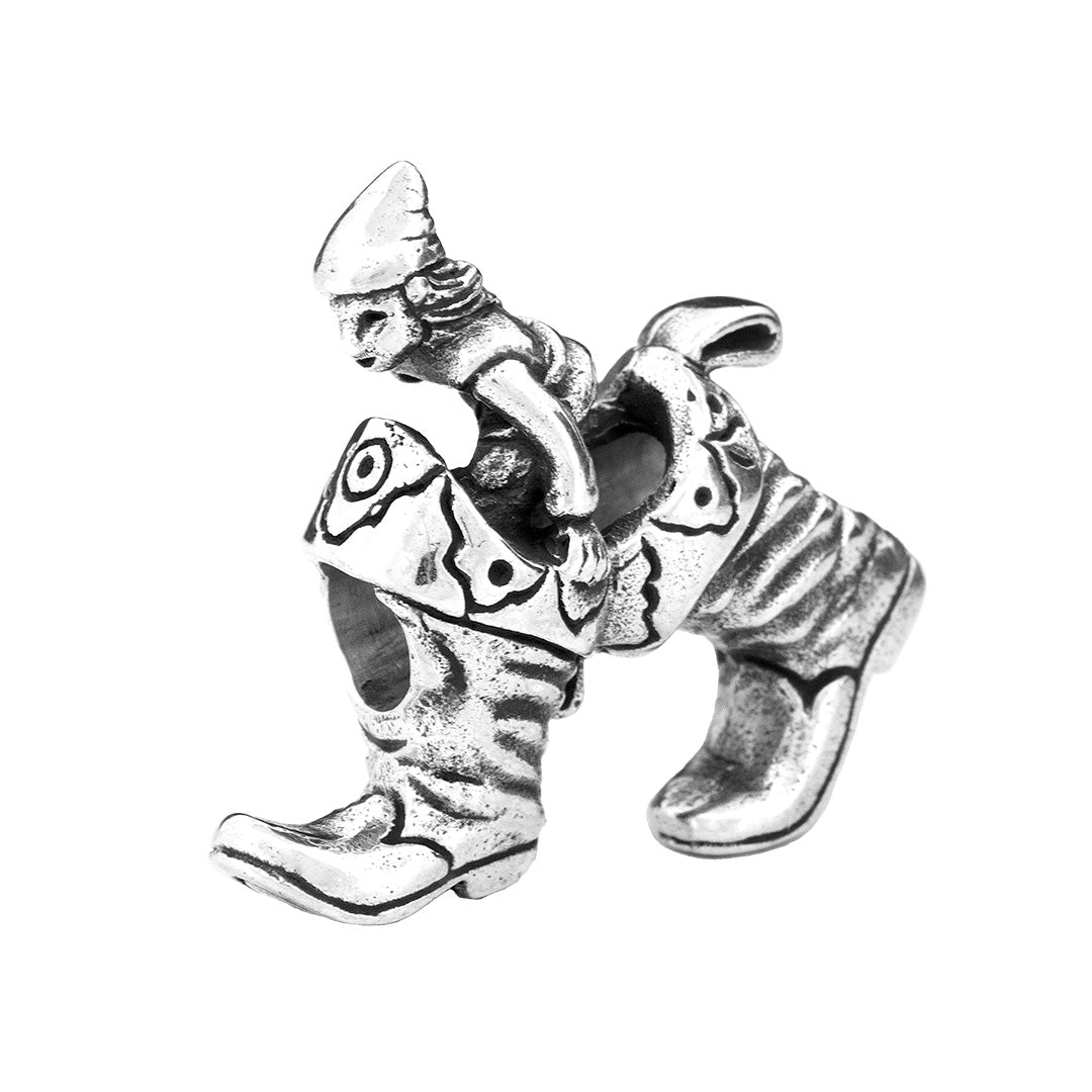 Silver Black Raven Beads Seven-league boots Sterling Silver Charm by The Alternative Bead