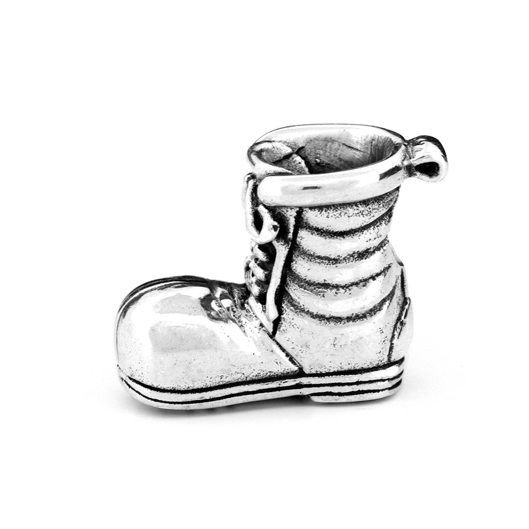 Silver Black Raven Beads Giants boot Sterling Silver Charm by The Alternative Bead