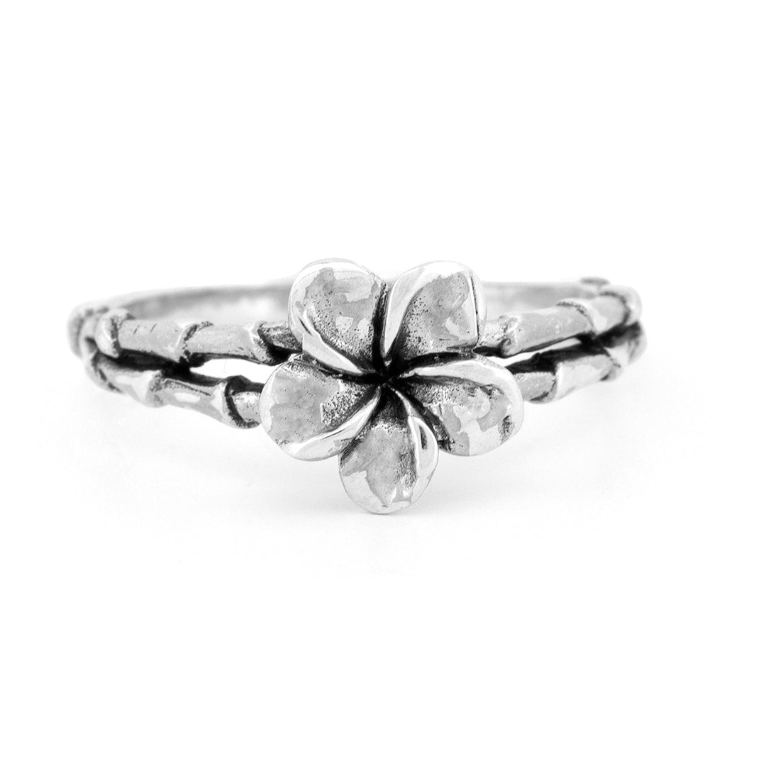 Silver Black Raven Beads Ring Frangipani Ring by The Alternative Bead