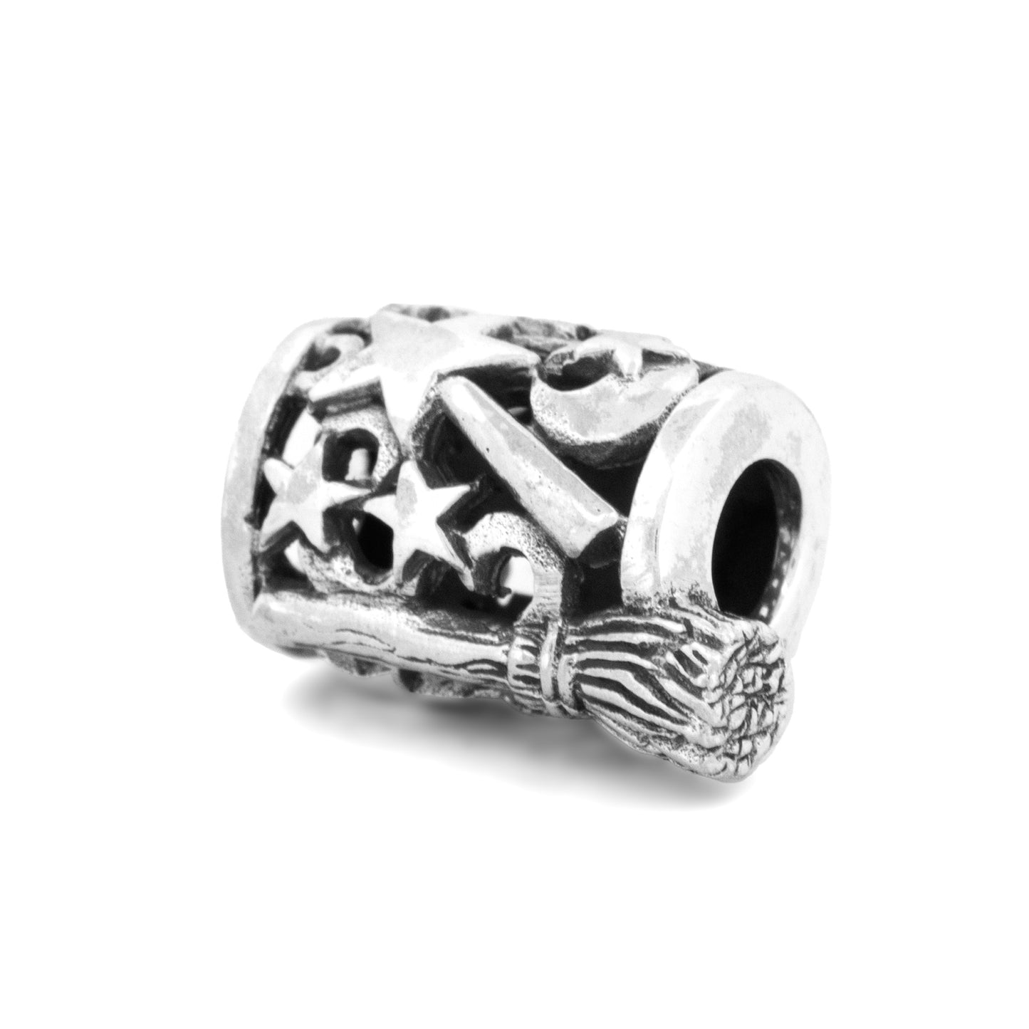 Silver Black Raven Beads Witch tools Sterling Silver Charm by The Alternative Bead