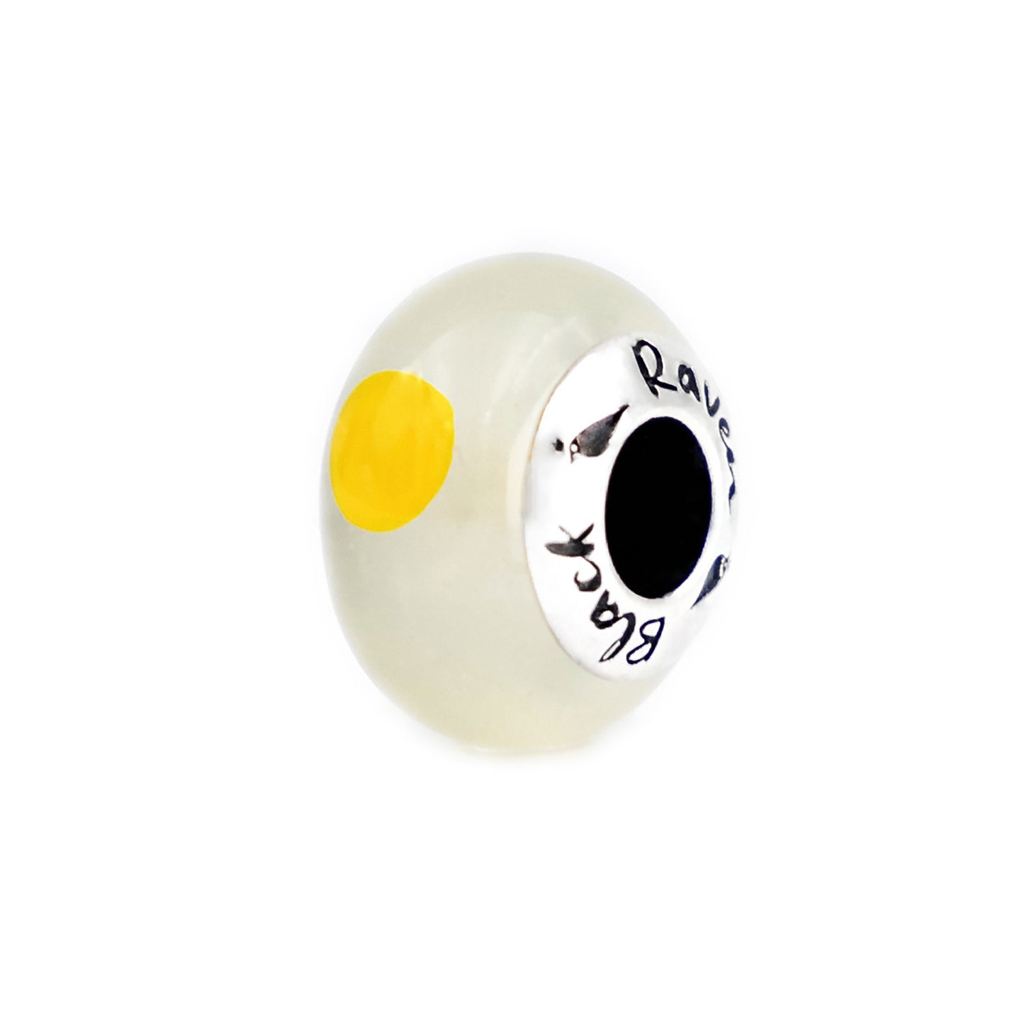 Silver Black Raven Beads Egg Glass Charm by The Alternative Bead