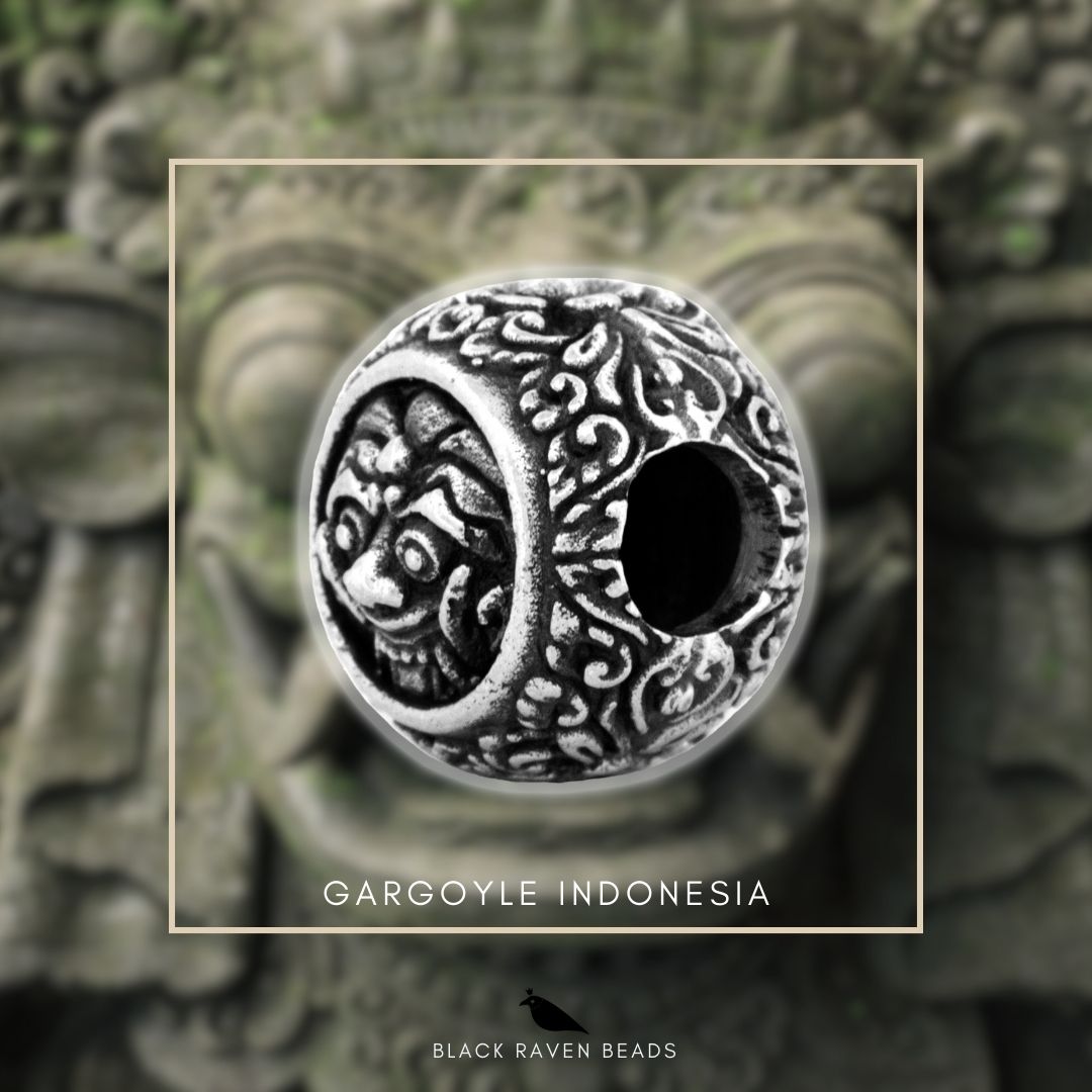 Silver Black Raven Beads Gargoyle Indonesia Sterling Silver Charm by The Alternative Bead