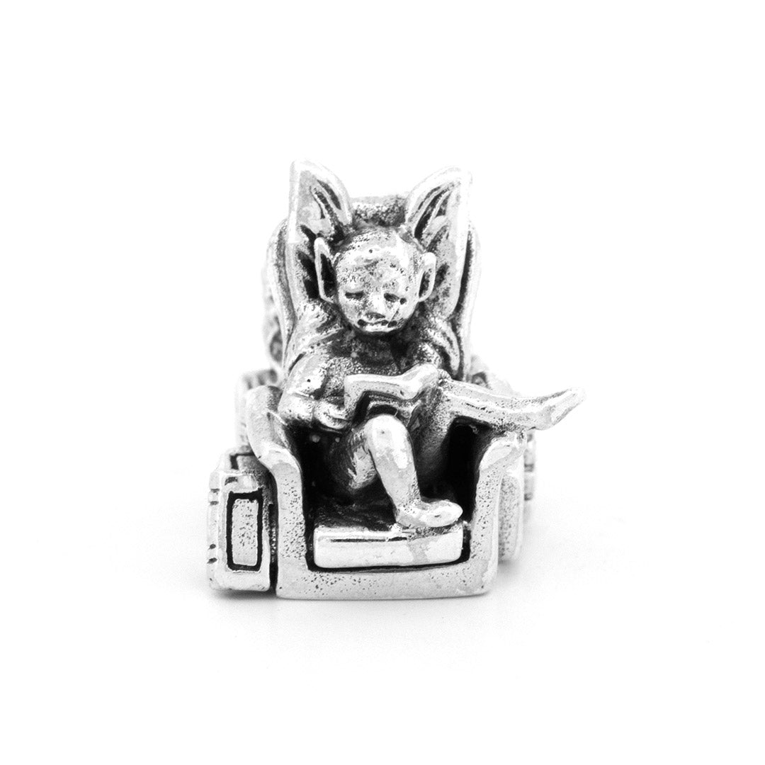 Silver Black Raven Beads Book Reading Fairy Sterling Silver Charm by The Alternative Bead