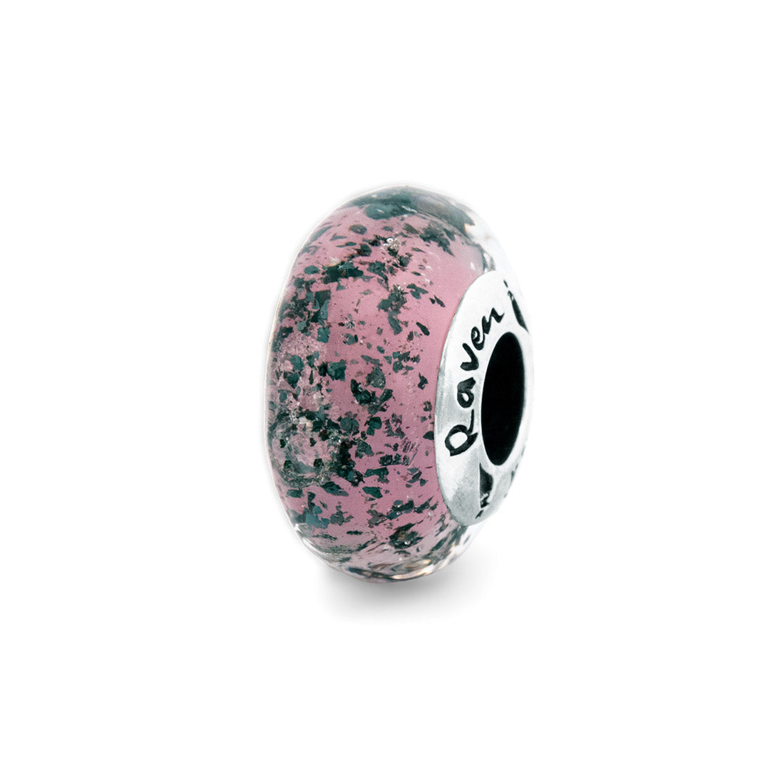 Silver Black Raven Beads Emit Love 2.0 Glass Charm by The Alternative Bead