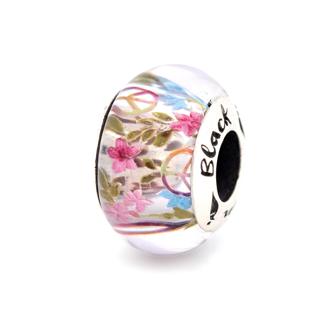 Silver Black Raven Beads Emit Peace (LE 50) Glass Charm by The Alternative Bead