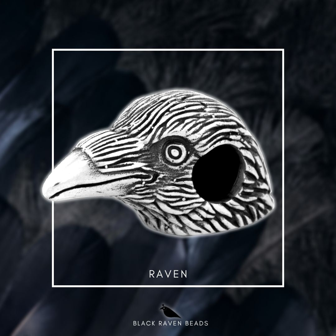 Silver Black Raven Beads Raven Sterling Silver Charm by The Alternative Bead