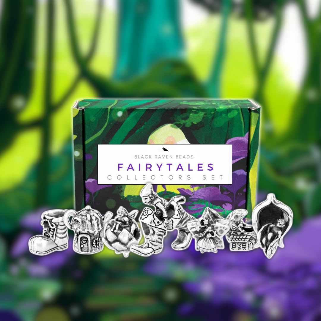 Silver Black Raven Beads Fairytales collectors set Sterling Silver Charm by The Alternative Bead