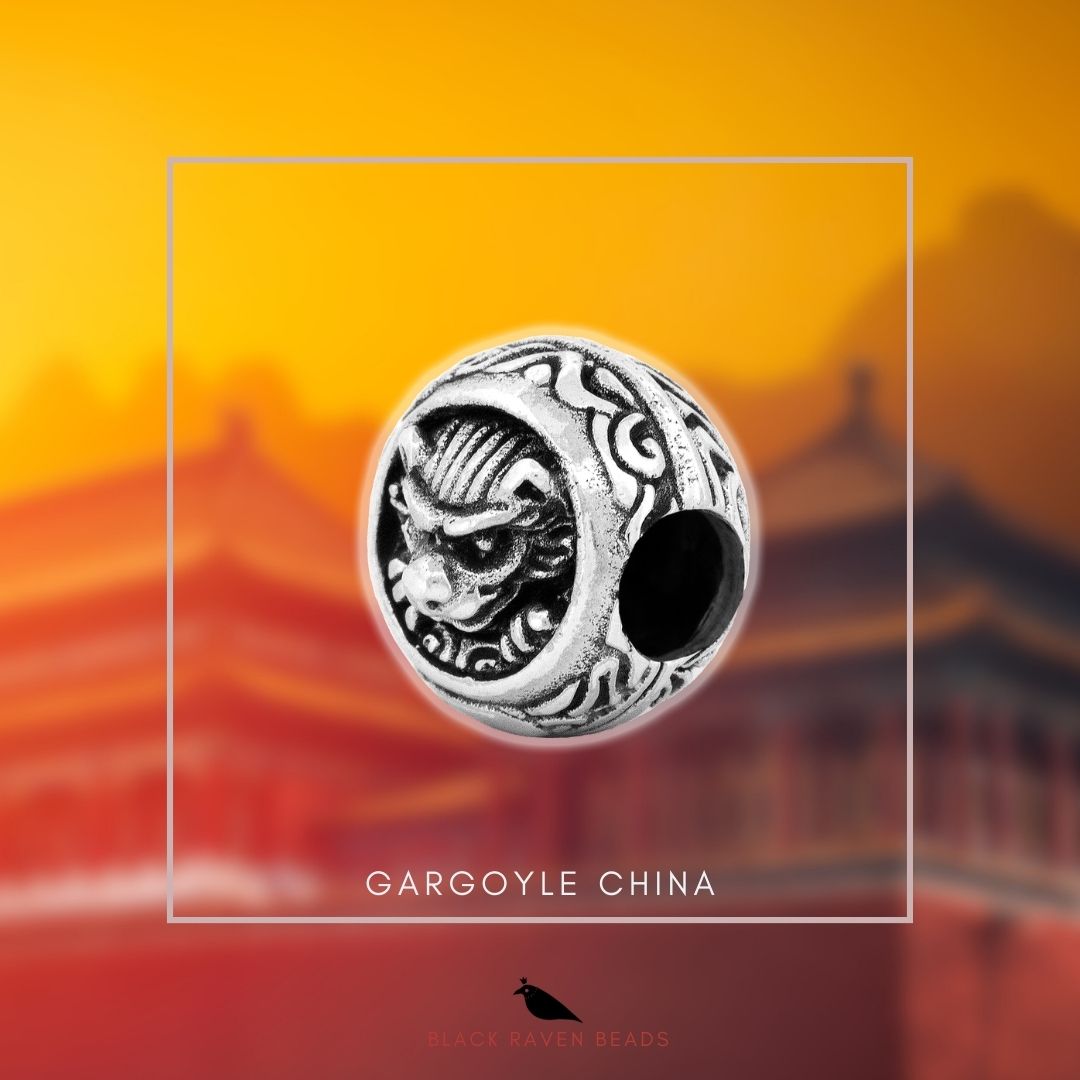 Silver Black Raven Beads Gargoyle China Sterling Silver Charm by The Alternative Bead