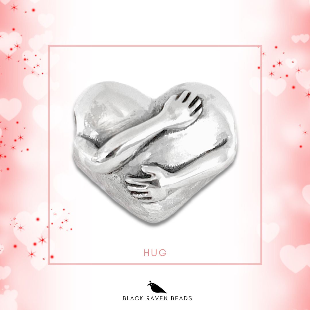 Silver Black Raven Beads Hug Sterling Silver Charm by The Alternative Bead
