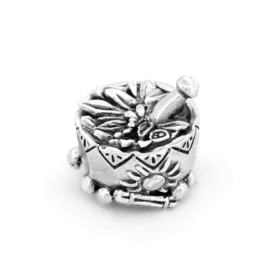 Silver Black Raven Beads Witch mortar Sterling Silver Charm by The Alternative Bead