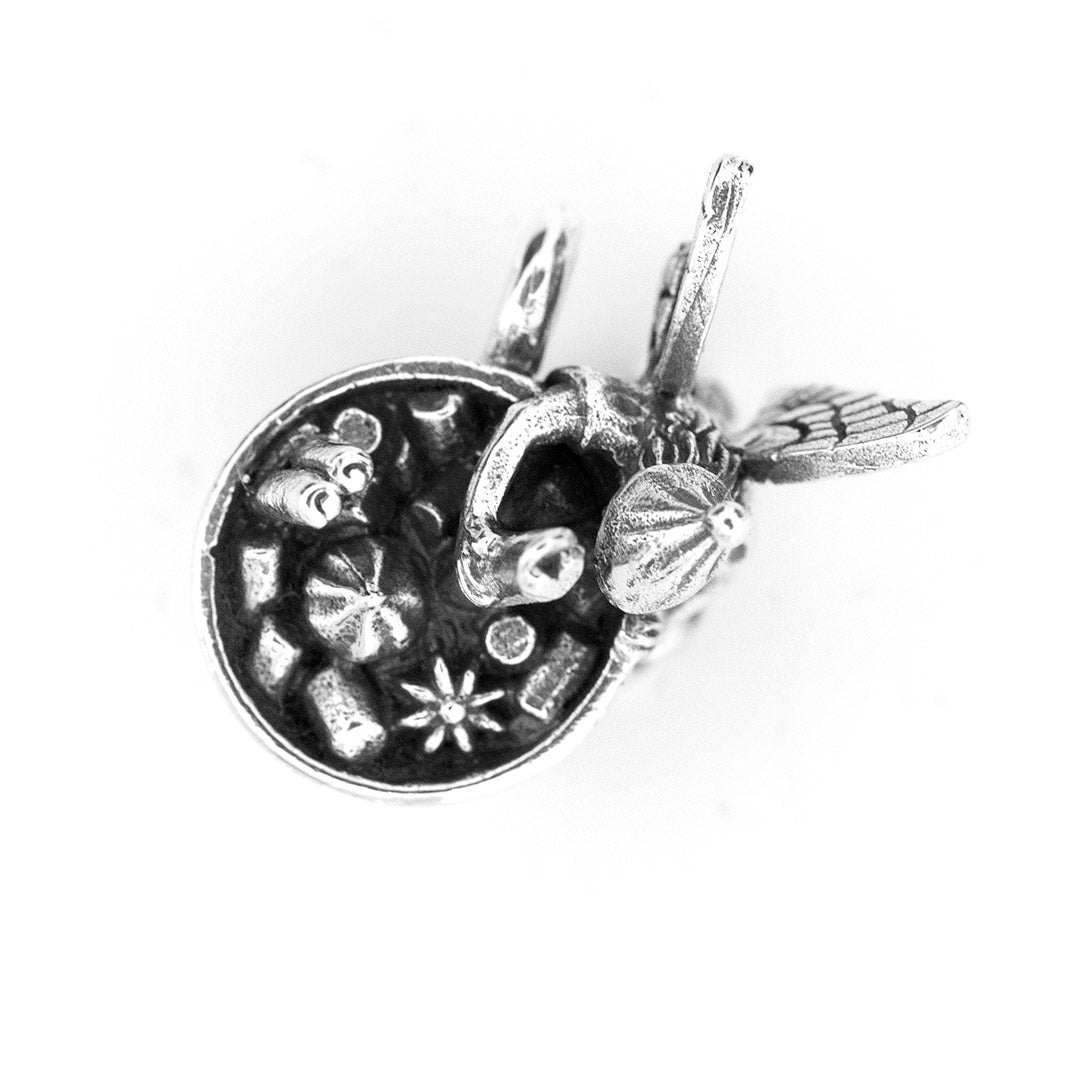 Silver Black Raven Beads Hot Chocolate Fairy Sterling Silver Charm by The Alternative Bead