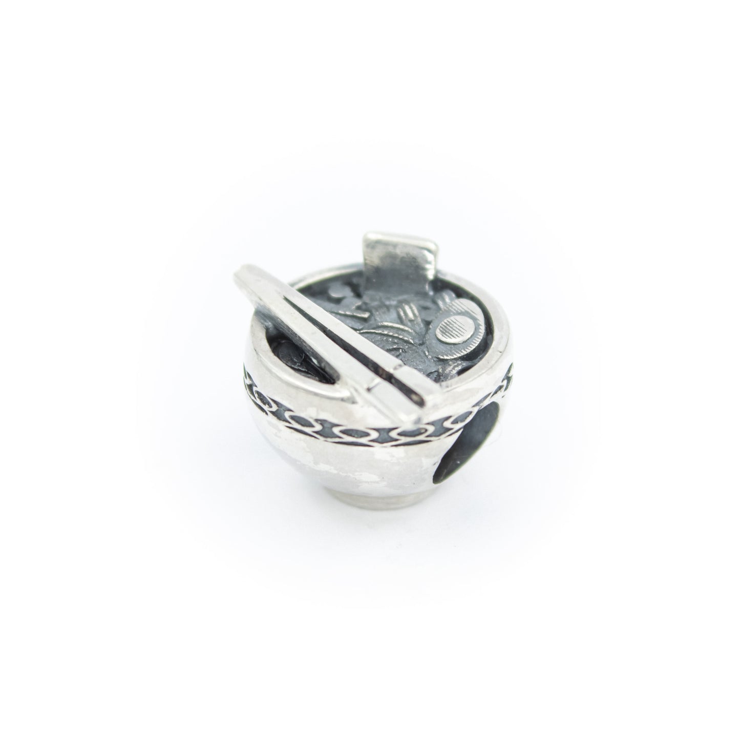 Silver Black Raven Beads Ramen Noodle Cup Sterling Silver Charm by The Alternative Bead