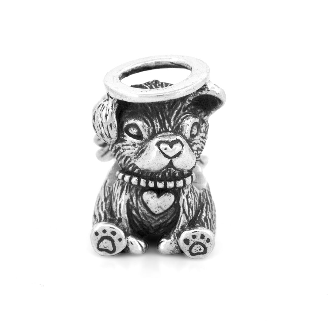 Silver Black Raven Beads Spirit Dog Sterling Silver Charm by The Alternative Bead