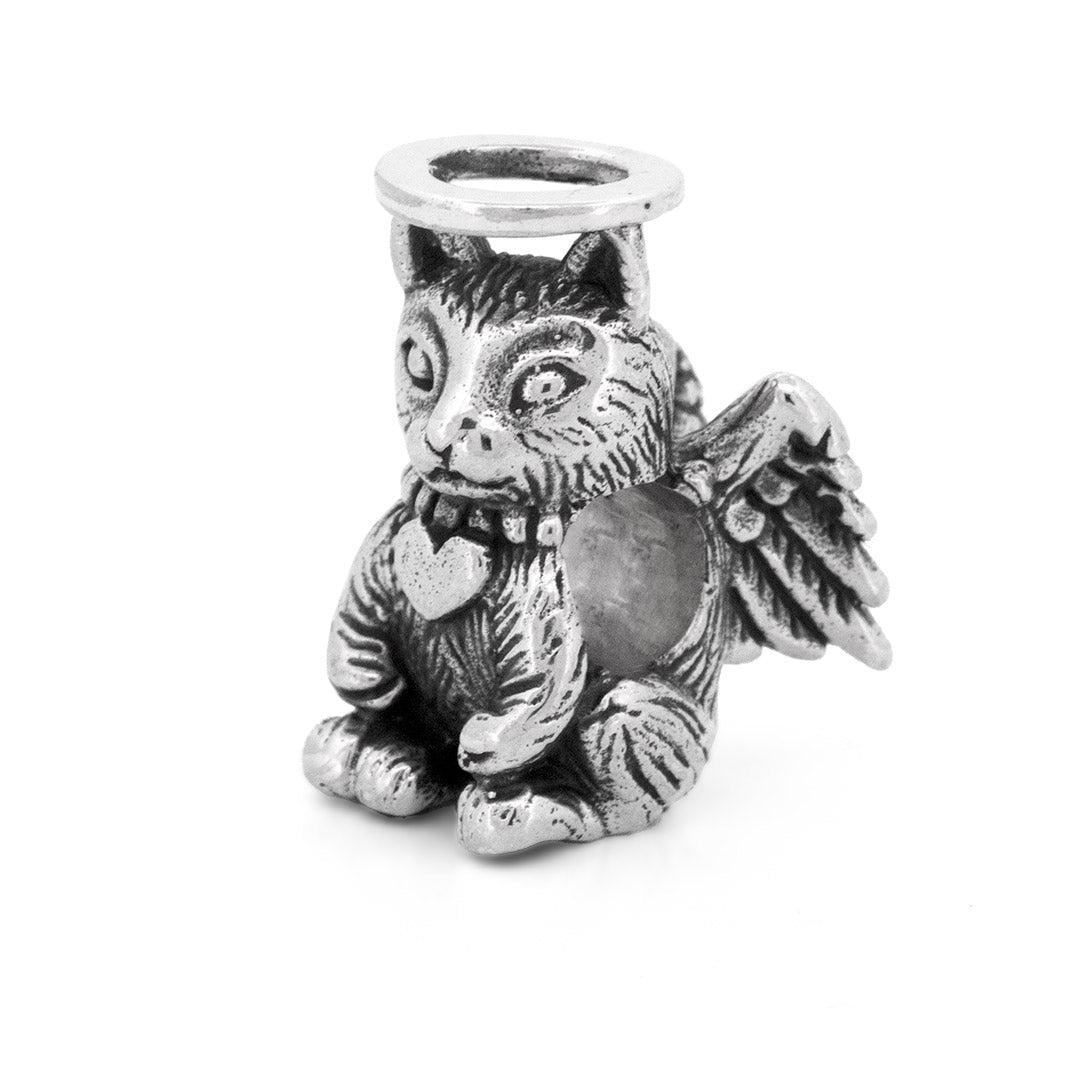 Silver Black Raven Beads Spirit Cat Sterling Silver Charm by The Alternative Bead