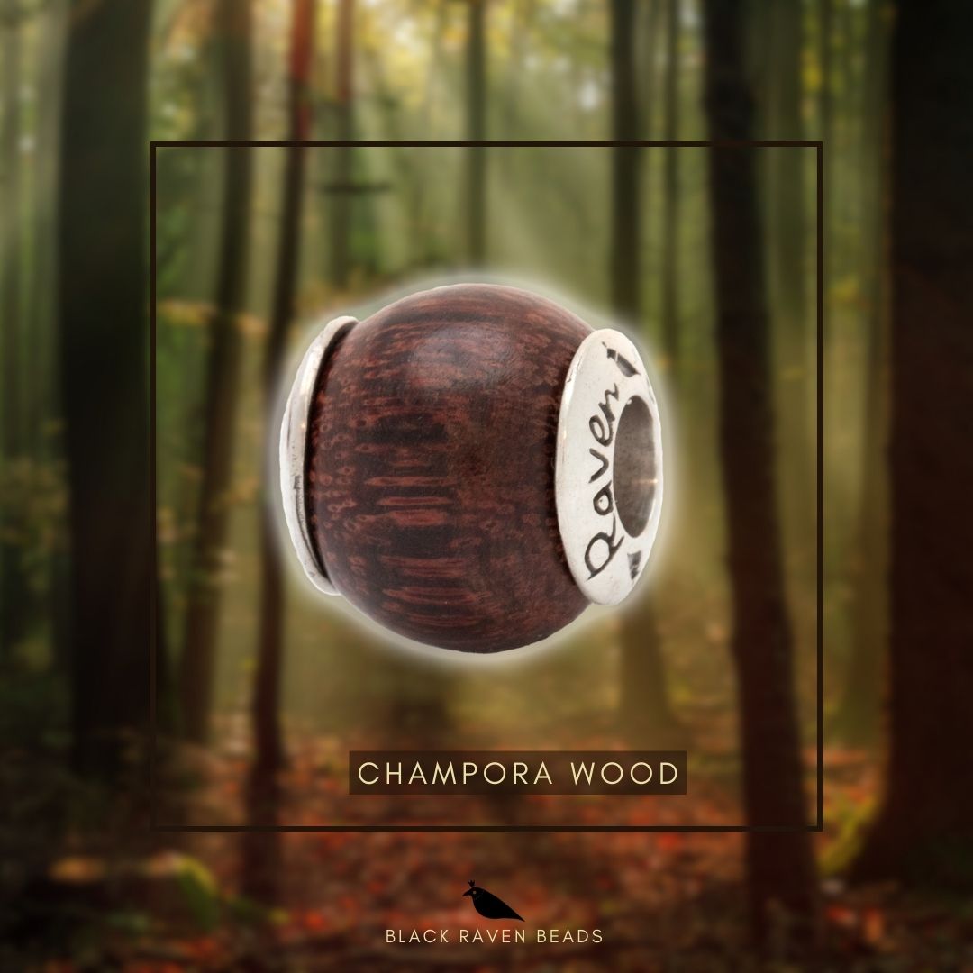 Silver Black Raven Beads Champora Wood Wood Charm by The Alternative Bead