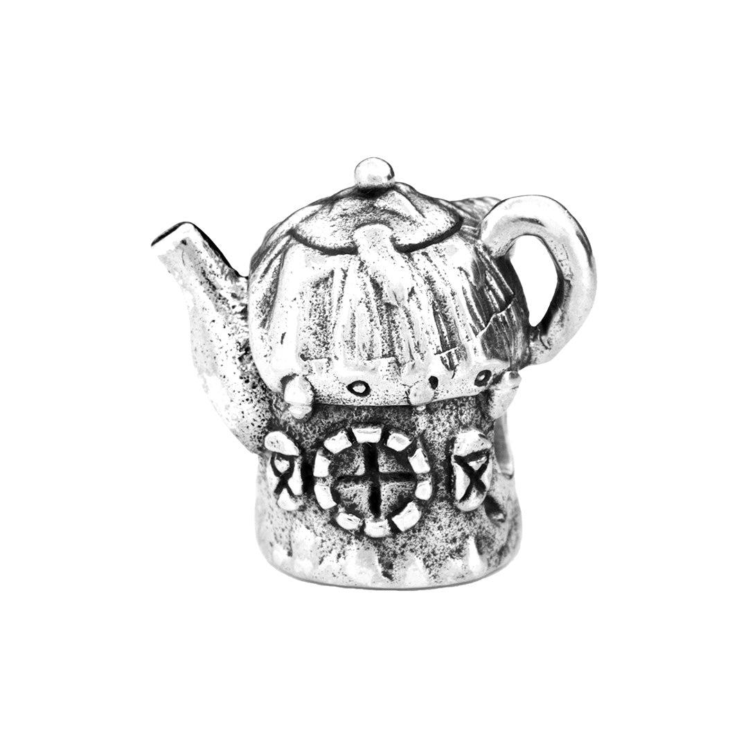 Silver Black Raven Beads Fairy Teapot House Sterling Silver Charm by The Alternative Bead