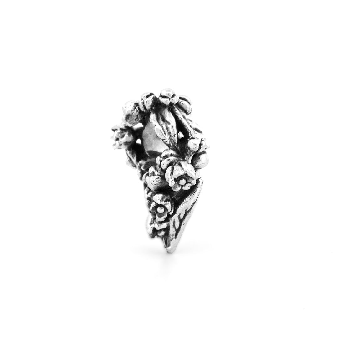 Silver Black Raven Beads Bell flowers Sterling Silver Charm by The Alternative Bead