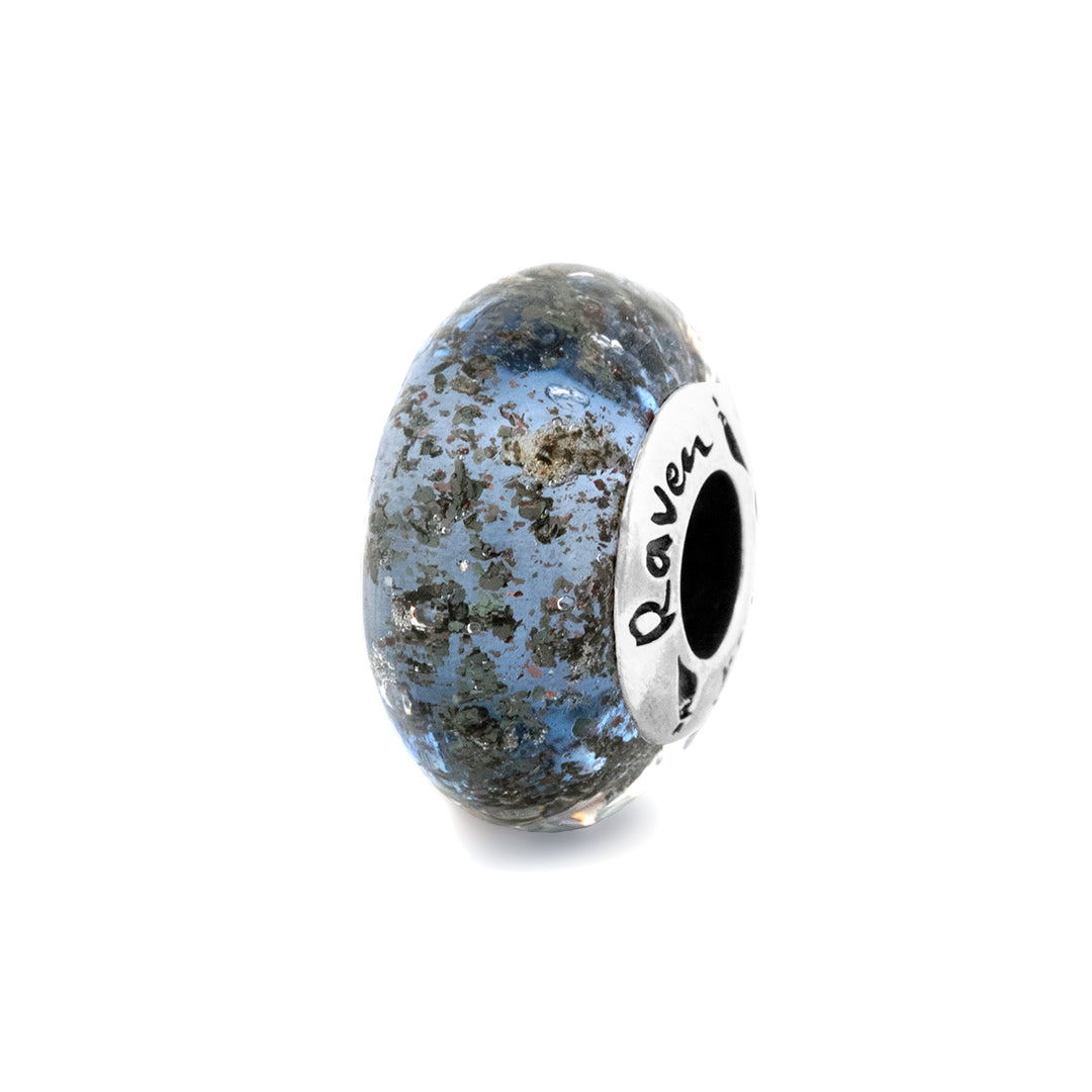 Silver Black Raven Beads Emit Health 2.0 Glass Charm by The Alternative Bead