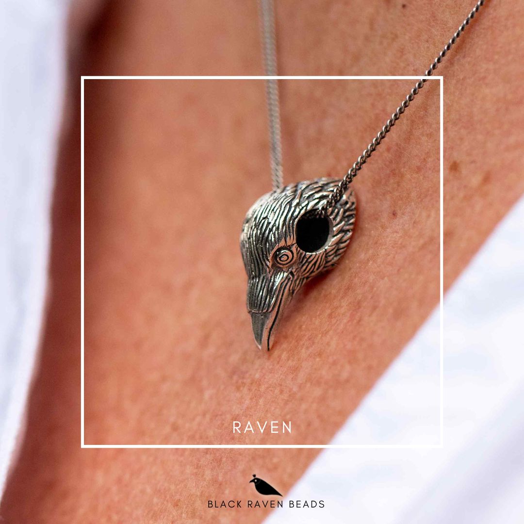 Silver Black Raven Beads Raven Sterling Silver Charm by The Alternative Bead