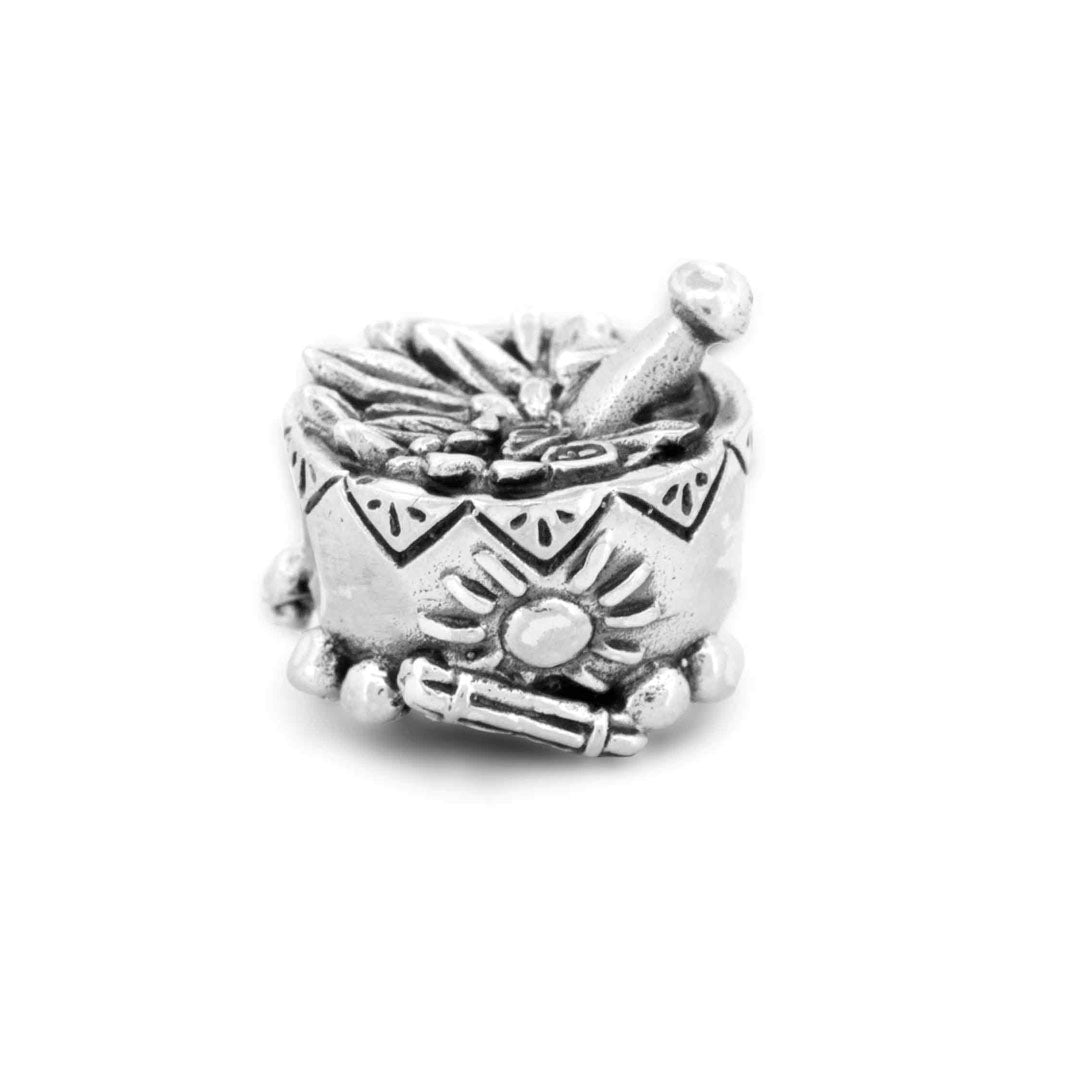 Silver Black Raven Beads Witch mortar Sterling Silver Charm by The Alternative Bead