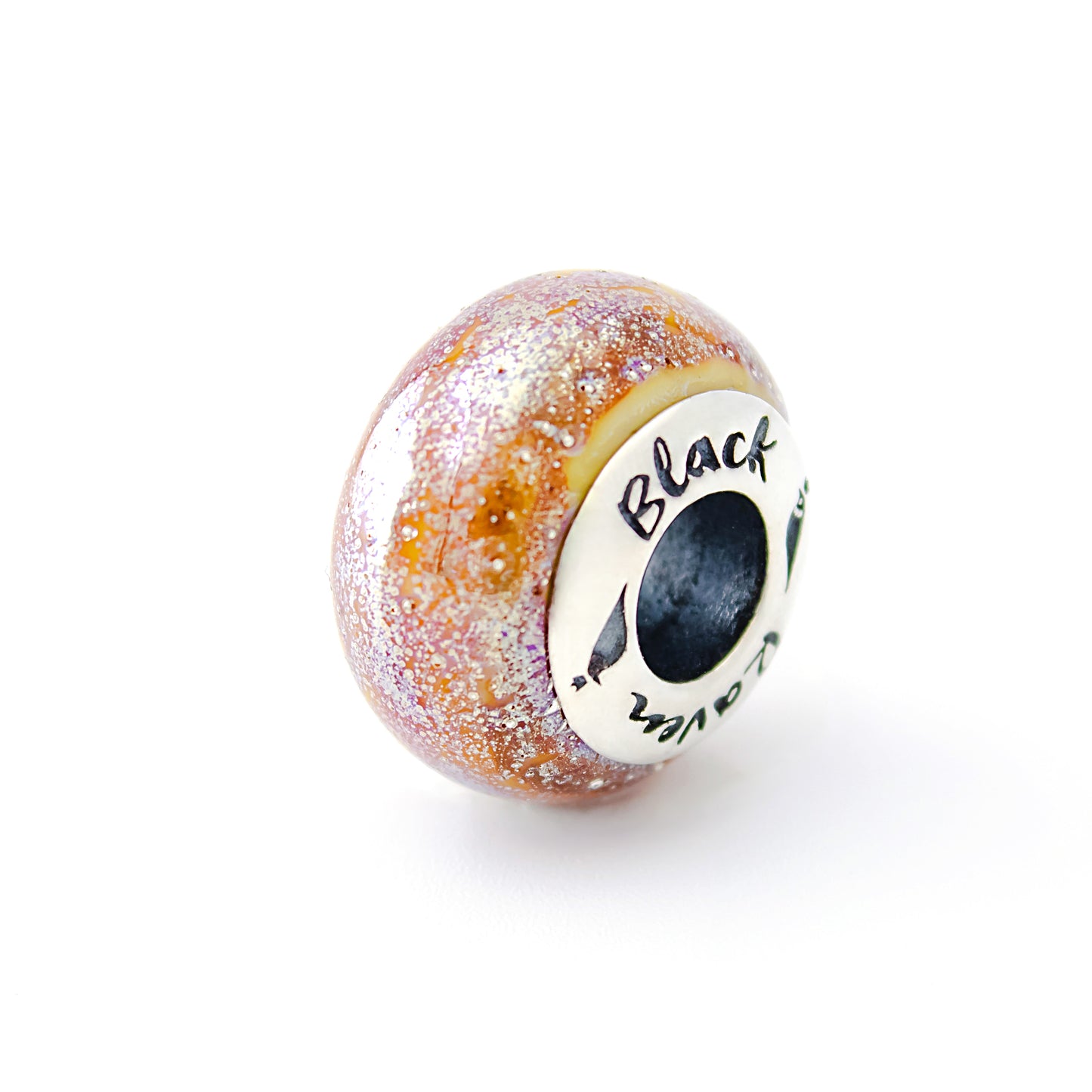 Silver Black Raven Beads Love Yourself Glass Charm by The Alternative Bead