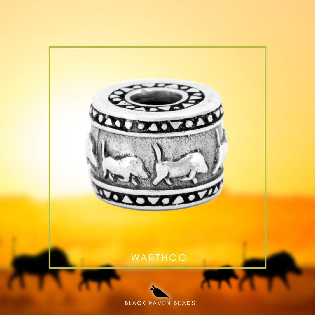 Silver Black Raven Beads Warthog Sterling Silver Charm by The Alternative Bead