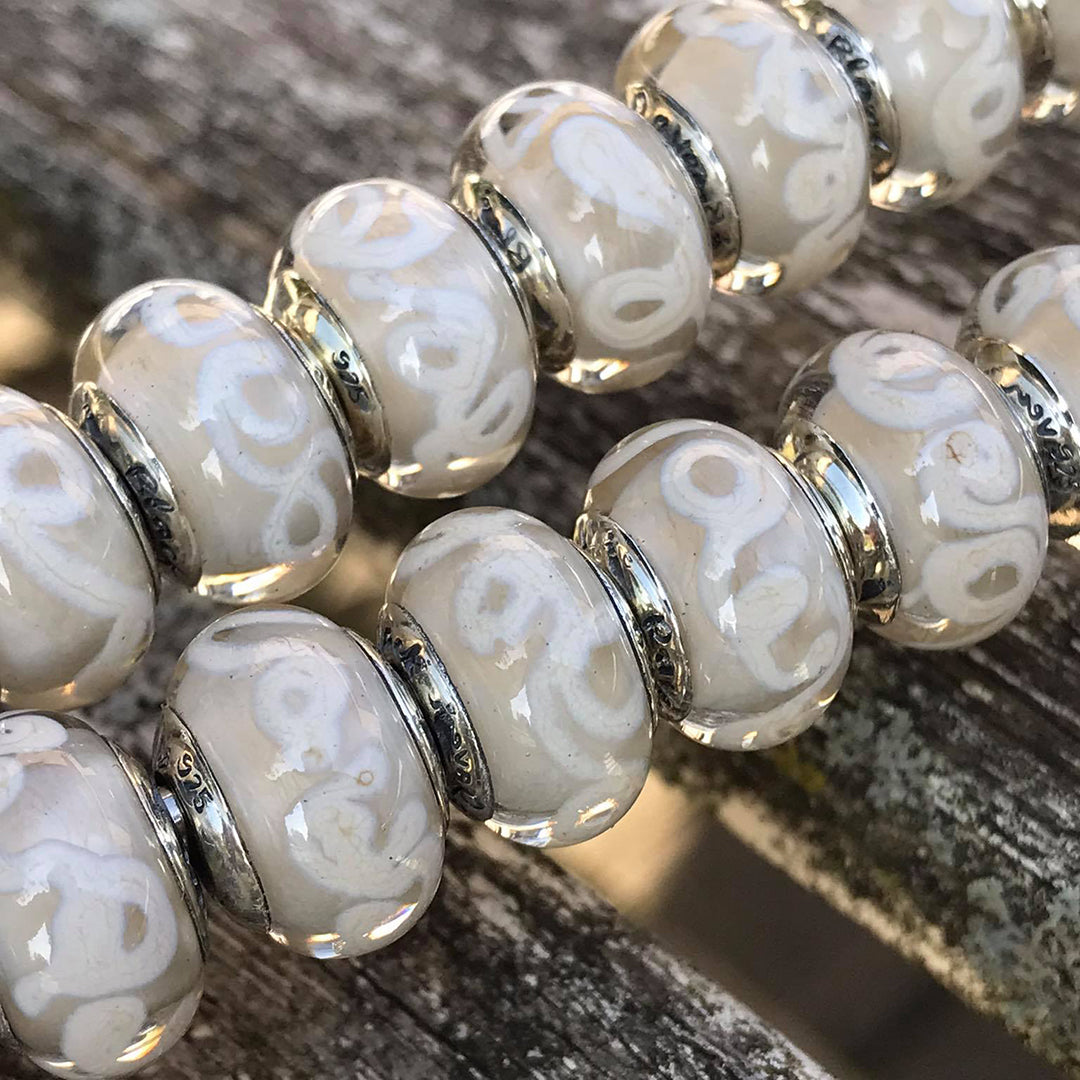 Black Raven Beads Noodles white glass Charm by The Alternative Bead. Your official Black Raven Beads Retailer from Germany