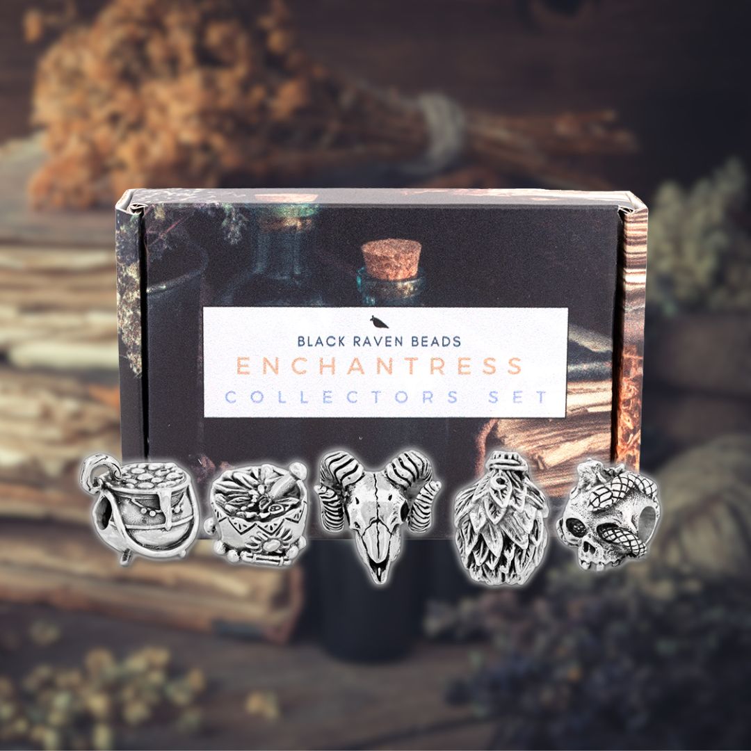 Silver Black Raven Beads Enchantress Collectors Set Sterling Silver Charm by The Alternative Bead