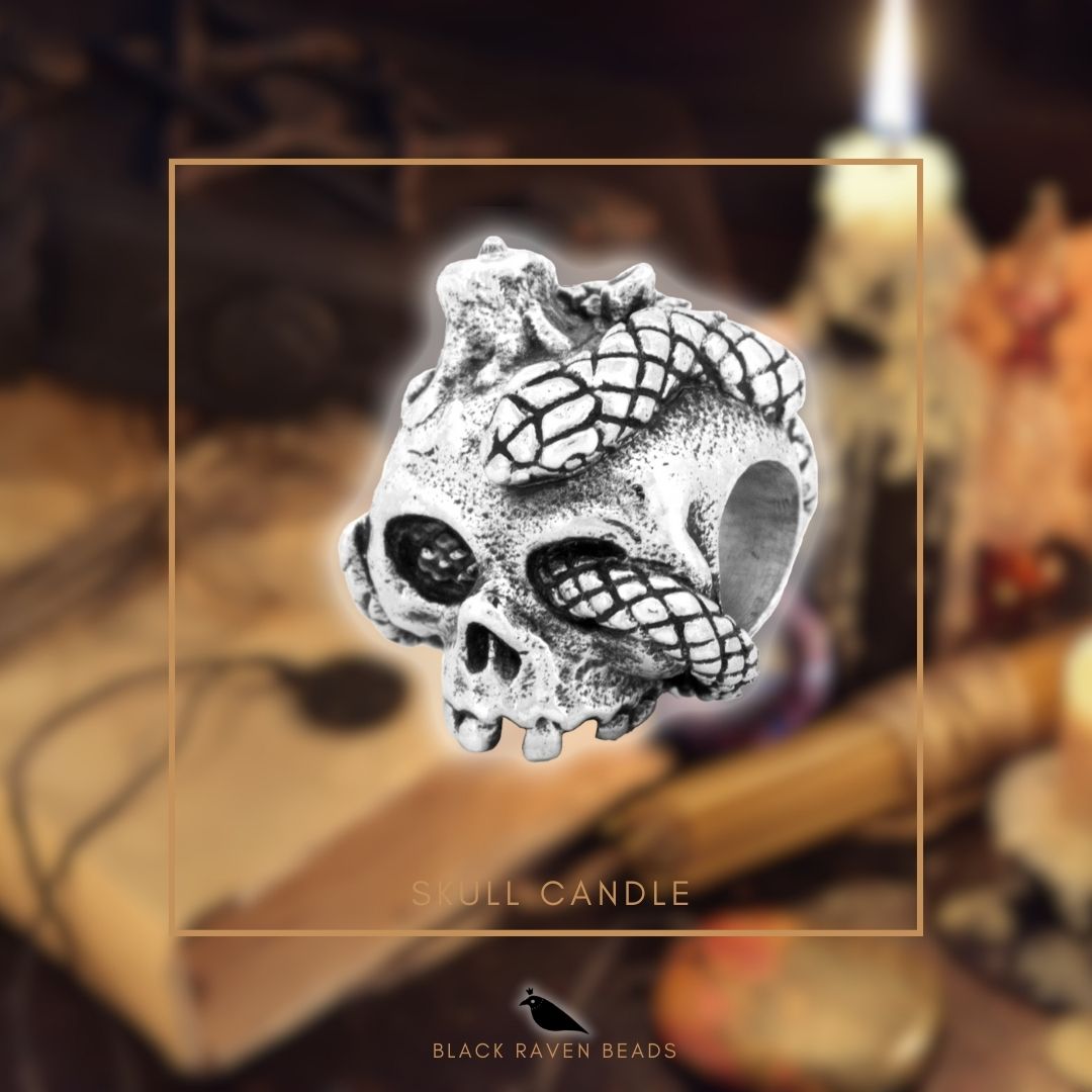 Black Raven Beads Skull Candle silver sterling-silver Charm by The Alternative Bead. Your official Black Raven Beads Retailer from Germany