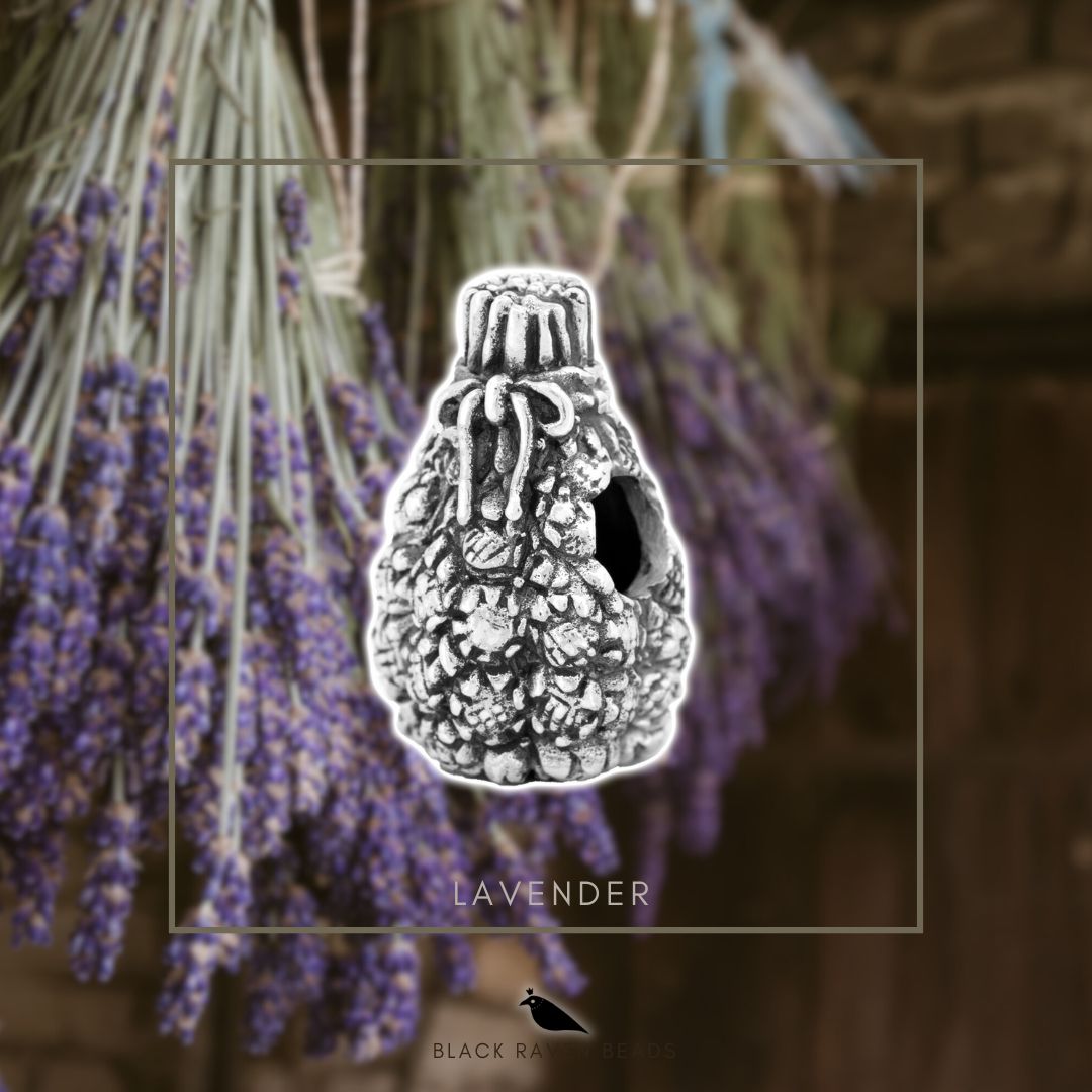 Silver Black Raven Beads Lavender Sterling Silver Charm by The Alternative Bead