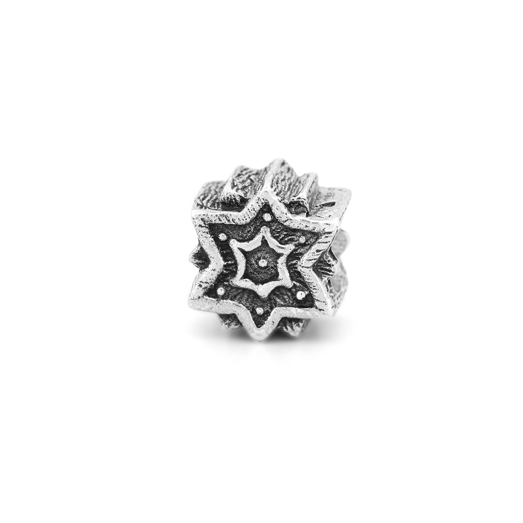 Silver Black Raven Beads Gingerbread star Sterling Silver Charm by The Alternative Bead