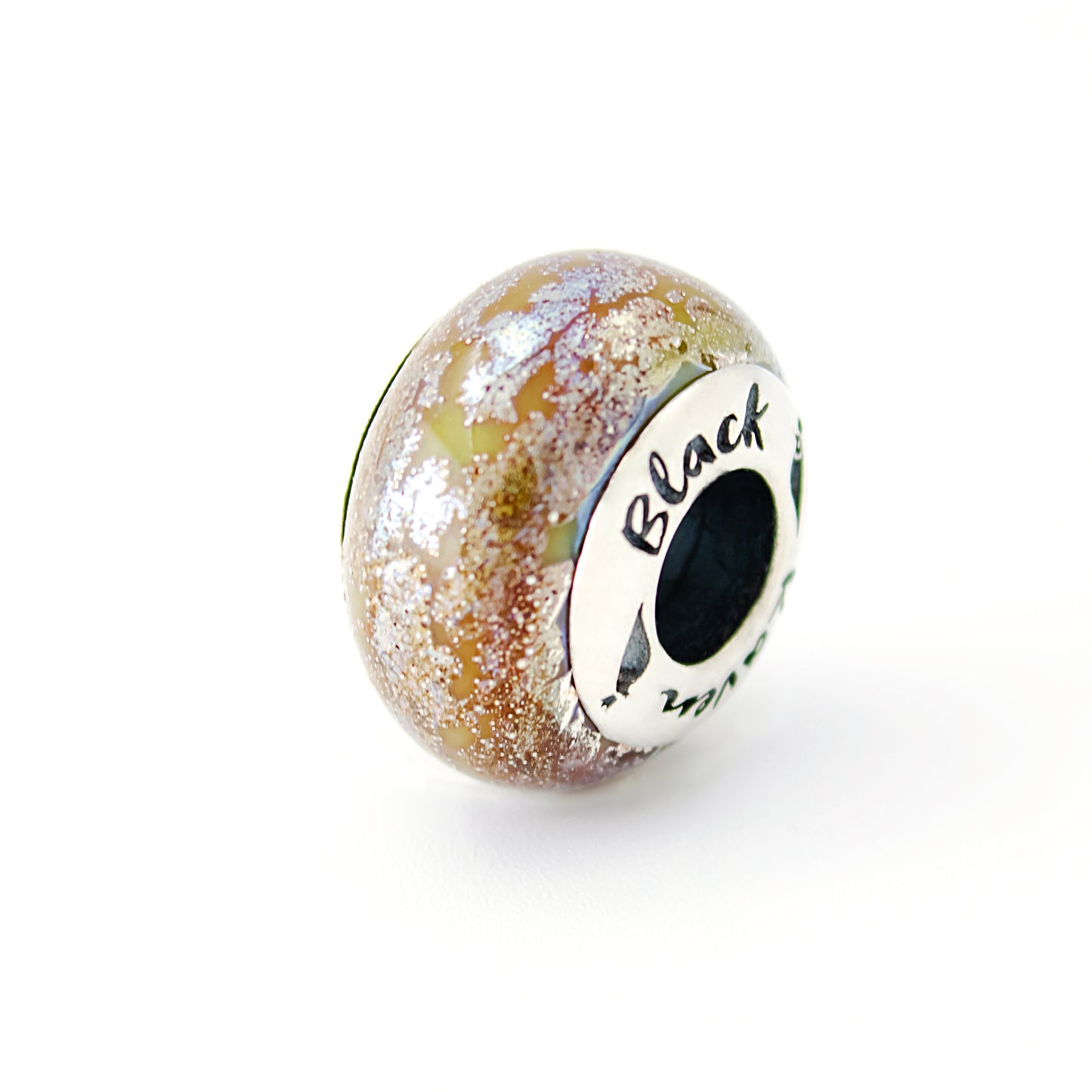 Silver Black Raven Beads Cleanse Yourself Glass Charm by The Alternative Bead