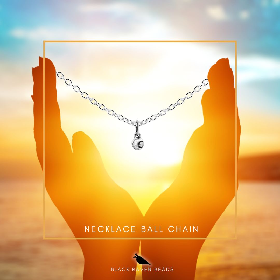Silver Black Raven Beads Necklace ball chain 70cm Necklace by The Alternative Bead