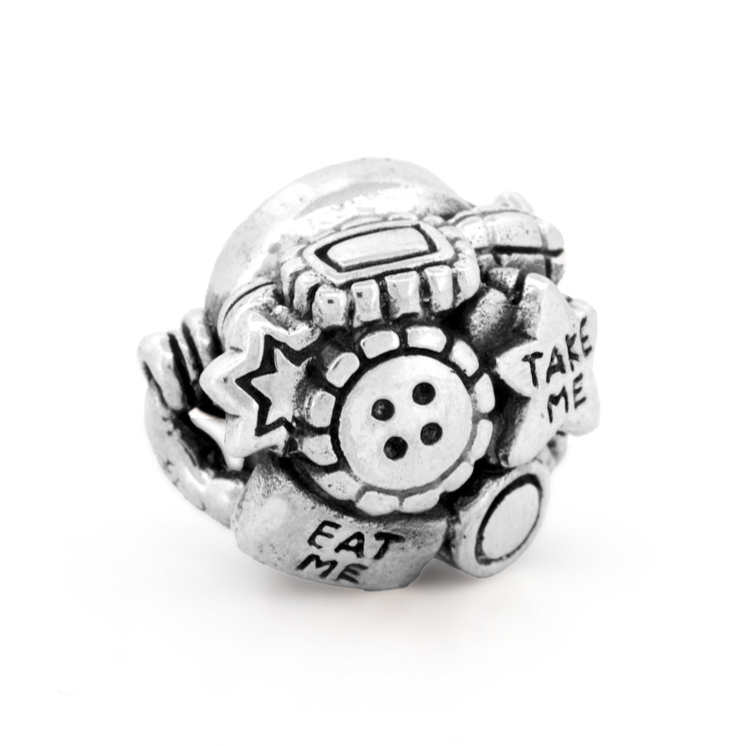 Silver Black Raven Beads Drink me Potion Sterling Silver Charm by The Alternative Bead