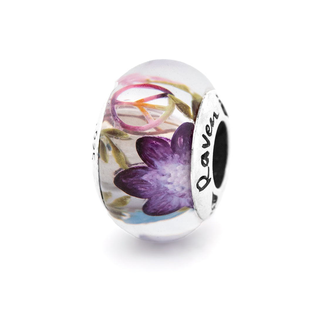 Silver Black Raven Beads Emit Peace (LE 50) Glass Charm by The Alternative Bead