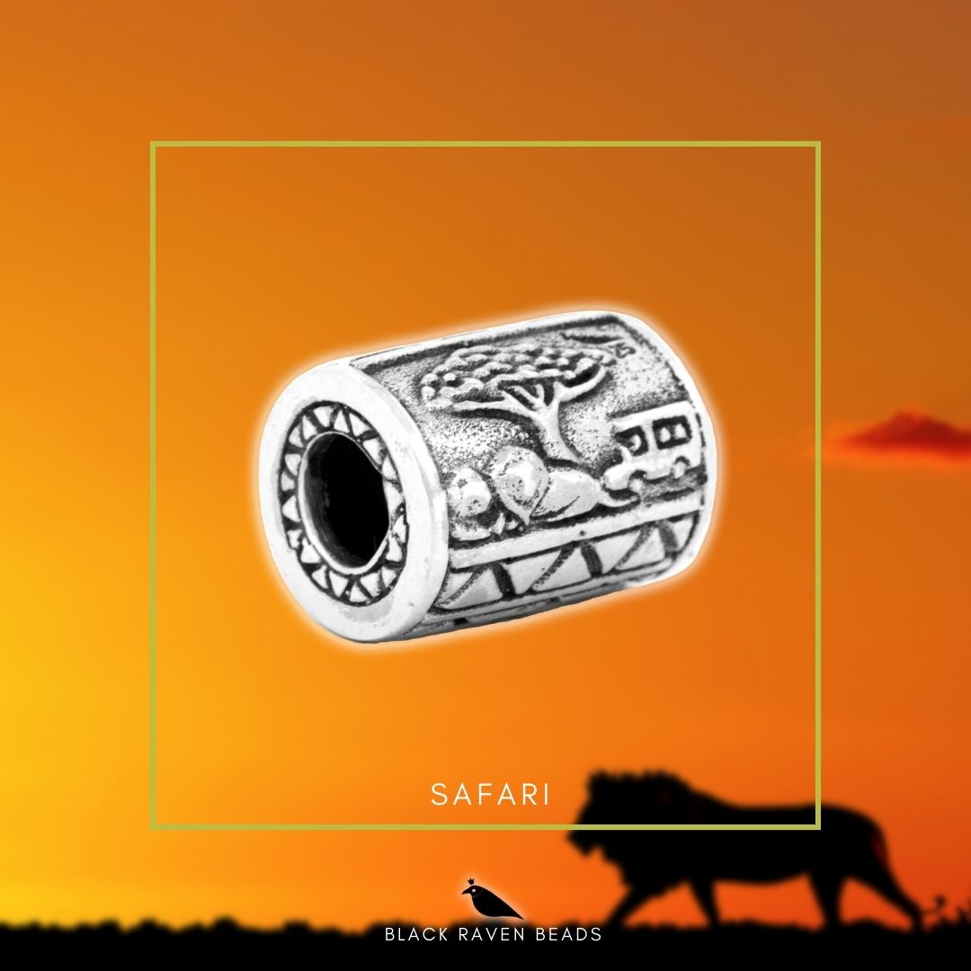 Silver Black Raven Beads African Safari Sterling Silver Charm by The Alternative Bead