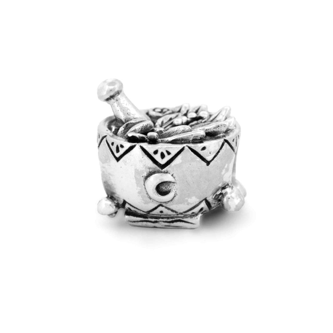 Silver Black Raven Beads Witch mortar Sterling Silver Charm by The Alternative Bead