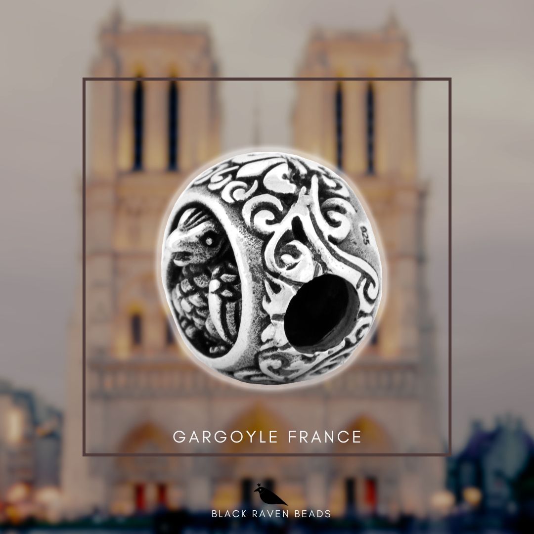 Silver Black Raven Beads Gargoyle France Sterling Silver Charm by The Alternative Bead