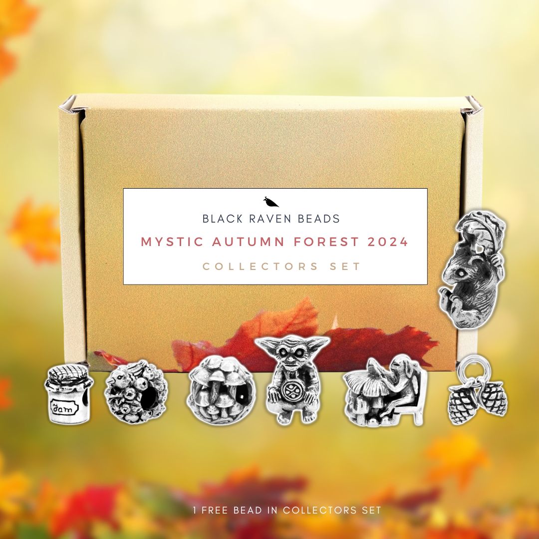 Silver Black Raven Beads Mystic Autumn Forest 2024 Collectors Set Sterling Silver Charm by The Alternative Bead