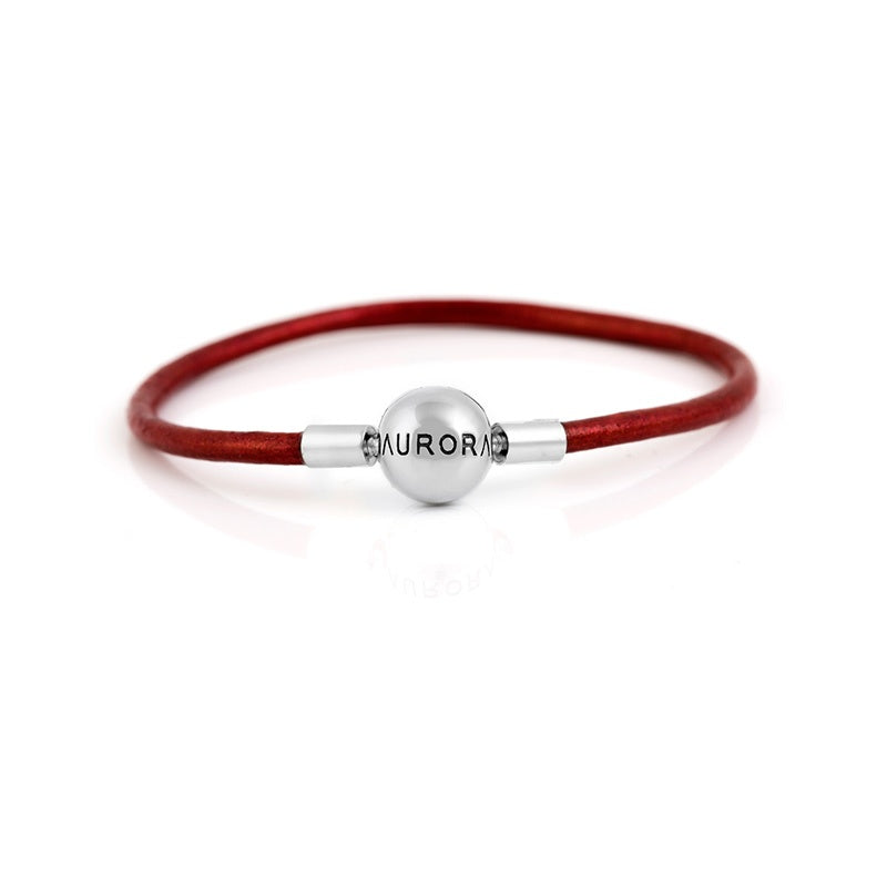 Aurora Charm Single Leather Bracelet purple; red; black sterling-silver; leather Bracelet by The Alternative Bead. Your official Aurora Charm Retailer from Germany