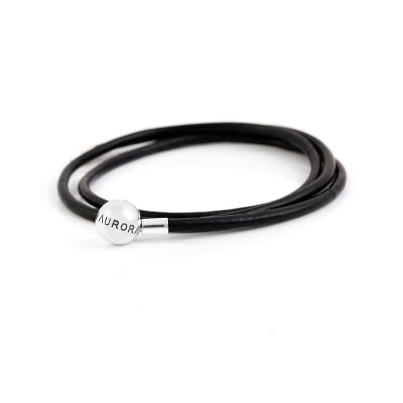 Aurora Charm Triple Leather Bracelet black; red; purple sterling-silver; leather Bracelet by The Alternative Bead. Your official Aurora Charm Retailer from Germany